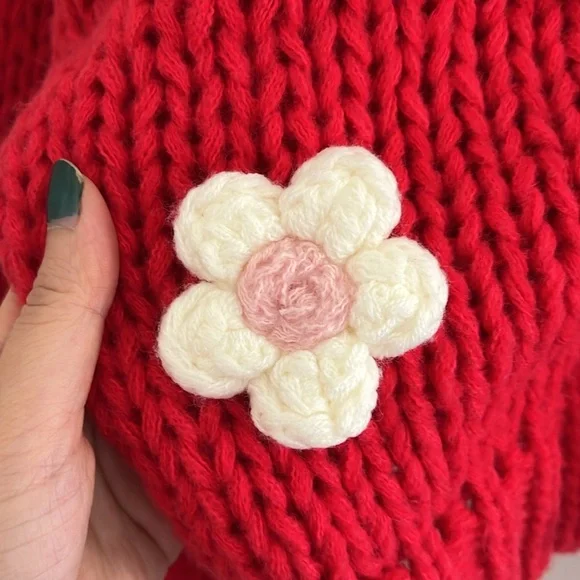 Anthropologie Luna Ivy Cardigan Sweater 3D Flowers Medium - Picture 8 of 9